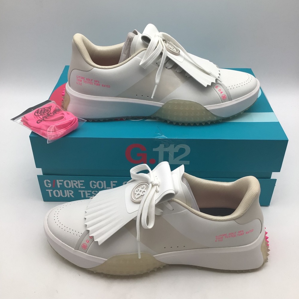 G/FORE G.112 Saddle Stripe Kiltie Golf Shoe Snow White Pink Womens Size 11 NEW